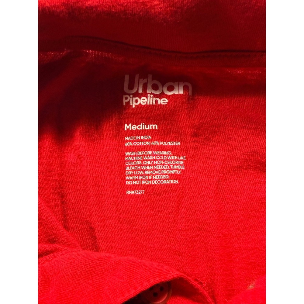 Urban Pipeline Boys Red Striped Polo Shirt Short Sleeve Medium Cotton Blend - Picture 3 of 3